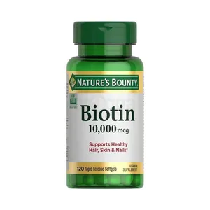 Nature's Bounty Biotin Supports Healthy Hair Skin Nails 10000mcg 120 Capsules (Box of 120)
