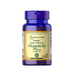 Puritan’s Pride Vitamin D3 50 mcg (2000 IU) 100 Capsules (Box of 100)