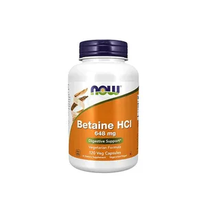NOW Supplements, Betaine HCl 648mg, Digestive Support 120 Veg Capsules (Box of 120)