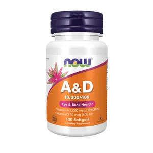 Now Foods Vitamin A & D, 10000/400, 100 Capsules (Box of 100)