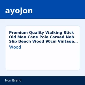 Premium Quality Walking Stick Old Man Cane Pole Carved Nob Slip Beech Wood 90cm Vintage Style Assorted Color
