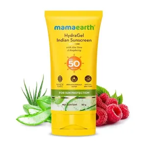 Mamaearth HydraGel Indian Sunscreen With Aloevera & Raspberry For Sun Protection 50ml