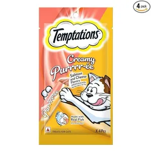 Temptations Adult Creamy Cat Treats, Salmon & Cheese Flavors 48G (4 Pieces)