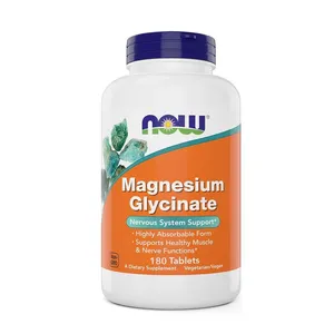 NOW Supplements, Magnesium Glycinate Nervous System Support 180 Tablets (Box of 180)