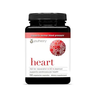 Youtheory Heart Veri-Te Resveratrol + K2 + Beetroot Supports Cardiovascular Health 150 Capsules (Box of 150)