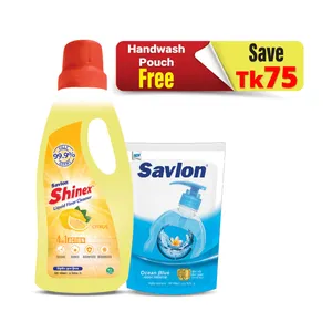 Buy 1 Savlon Shinex Liquid Floor Cleaner Citrus 1L & Get 1 Savlon Ocean Blue Antiseptic Handwash Refill 170ml Free