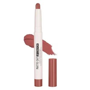 Swiss Beauty Matte Cat Transfer-Proof Lightweight Lip Crayon with Jojoba oil & Vitamin E (01- Tangerine Buff)