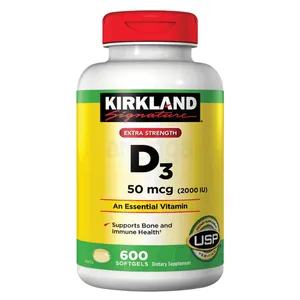 KIRKLAND Signature Extra Strength D3 50mcg 2000IU Supports Bone And Immune Health 600 Capsules (Box of 600)