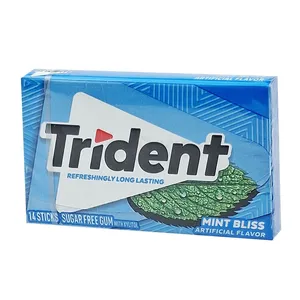 Trident Sugar Free Chewing Gum Mint Bliss Artificial Flavor 14 Sticks
