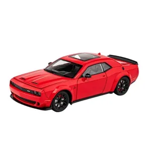 1:24 2023 Dodge Challenger Sports Red Chi Zhi Die Cast Model Car with Sound, Light & Pull-Back Action (CZ172)