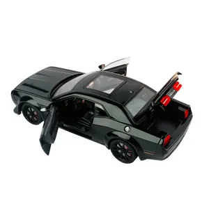 1:24 2023 Dodge Challenger Sports Black Chi Zhi Die Cast Model Car with Sound, Light & Pull-Back Action (CZ172)