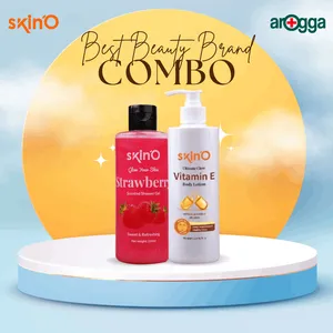 SkinO Glow Your Skin Strawberry Scented Shower Gel 220ml with SkinO Ultimate Glow Vitamin E Body Lotion 220ml Combo