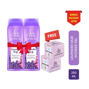 Skinzen Lavender Haze Shower Gel with Loofah 250ml 2pcs Combo
