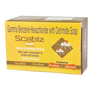 Curewell Scabiz Soap –75g Medicated Anti-Scabies Formula with Gamma Benzene Hexachloride & Cetrimide