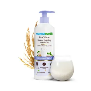 Mamaearth Rice Water Strengthening Shampoo with Rice Water & Keratin for Damaged, Dry & Frizzy Hair 400ml