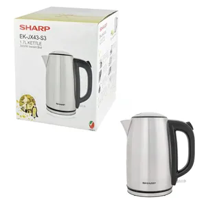 Sharp EX-JX43-S3 1.7L Stainless Steel Electric Kettle – 3000W Rapid Boil, White, Auto Shut-Off