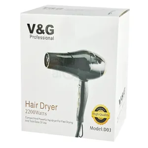 V&G Professional D04 Hair Dryer 2200W – Hot & Cool Air, Strong Wind, Black & Brown