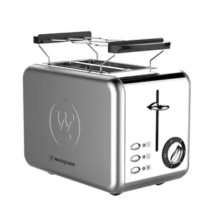 Westinghouse WKTTCB850BK, 2-Slice Toaster with Removable Warming Rack – Stainless Steel, Fast Toasting, Compact Design