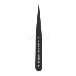 STALEKS Pro Eyebrow Tweezers Black Expert 11/5b – Pointed Stainless Steel Tweezers (TE-11/5b)