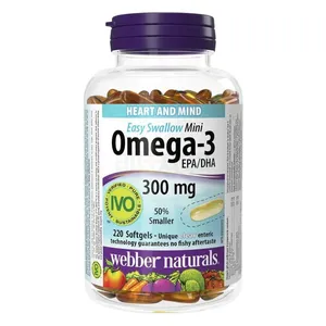 Webber Naturals Easy Swallow Mini Omega 3 Fish Oils 300mg 220 softgels