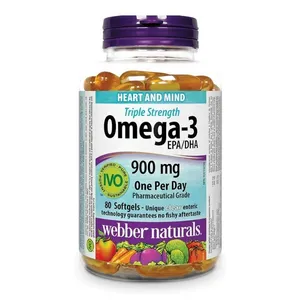 Webber Naturals Triple Strength Omega 3 Fish Oils 900mg 80 softgels