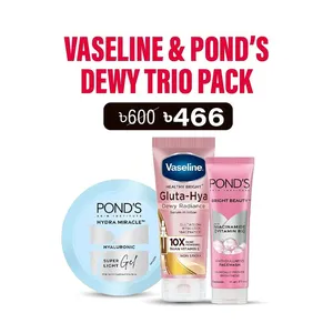Vaseline & Pond’s Dewy Trio Pack (Dewy Radiance 70ml + Pond’s Super Light Gel Moisturiser 50ml + Pond's Face Wash Bright Beauty 50g)