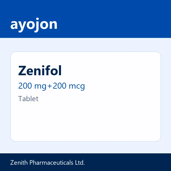 Zenifol 200 mg+200 mcg Tablet