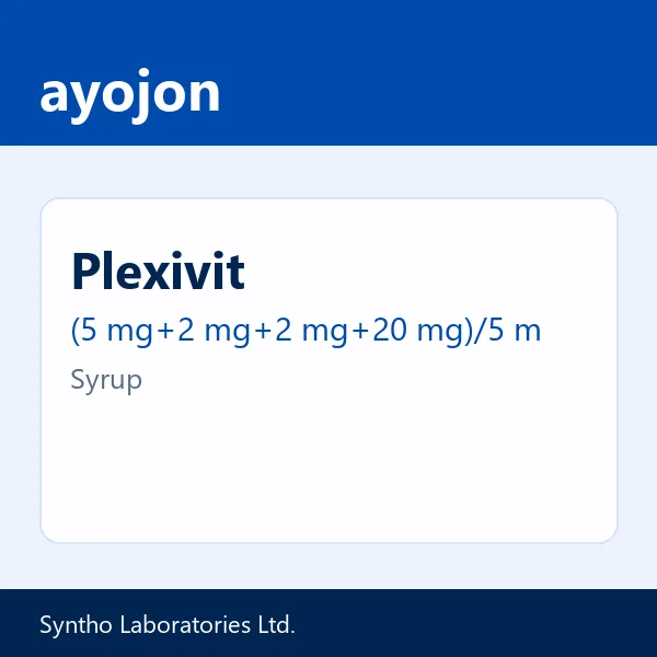 Plexivit (5 mg+2 mg+2 mg+20 mg)/5 ml Syrup