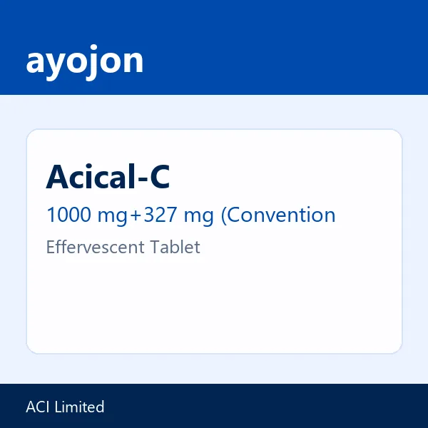 Acical-C 1000 mg+327 mg (Conventional calcium)+500 mg Effervescent Tablet