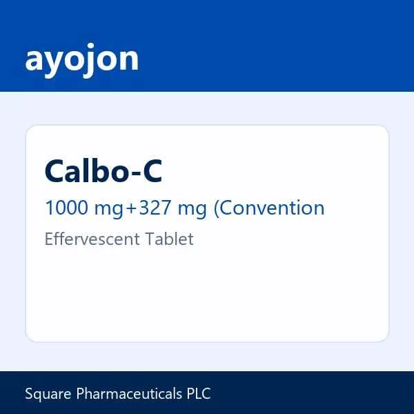 Calbo-C 1000 mg+327 mg (Conventional calcium)+500 mg Effervescent Tablet
