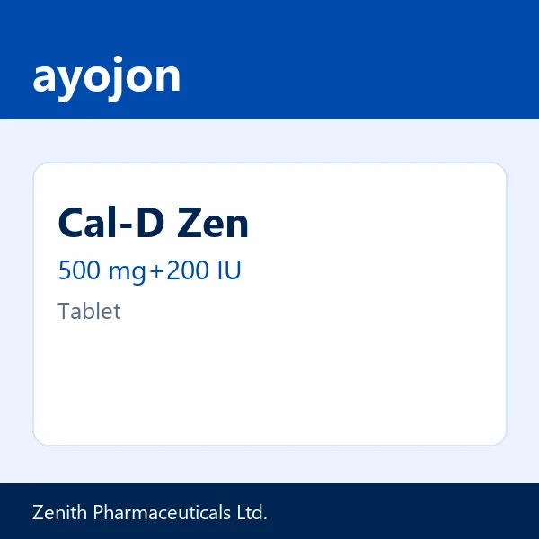 Cal-D Zen 500 mg+200 IU Tablet