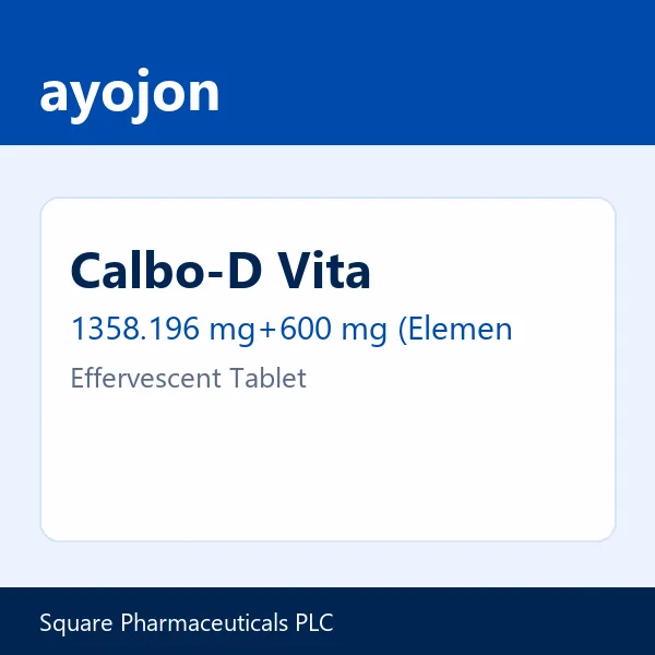 Calbo-D Vita 1358.196 mg+600 mg (Elemental calcium)+400 IU Effervescent Tablet