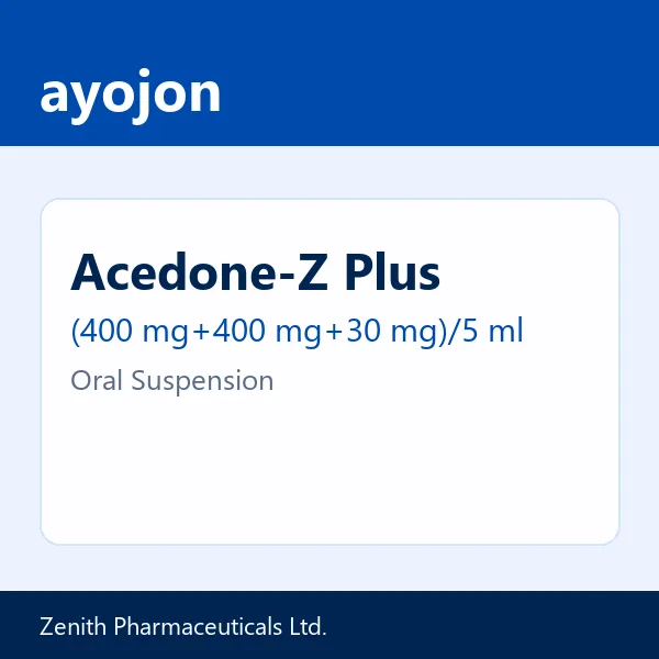 Acedone-Z Plus (400 mg+400 mg+30 mg)/5 ml Oral Suspension