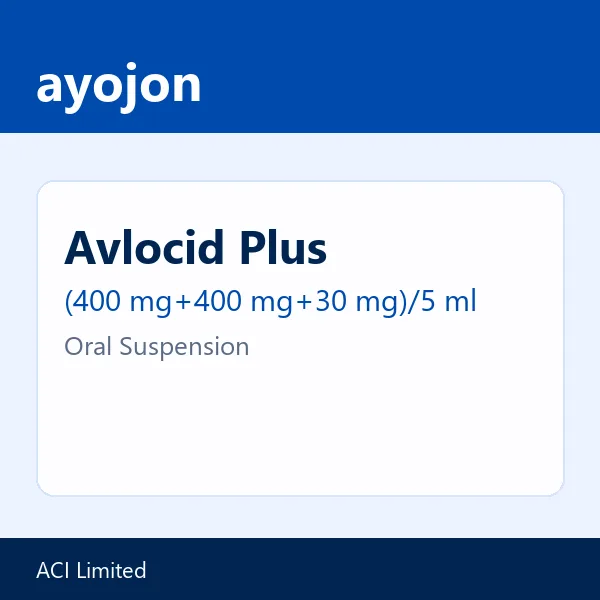 Avlocid Plus (400 mg+400 mg+30 mg)/5 ml Oral Suspension