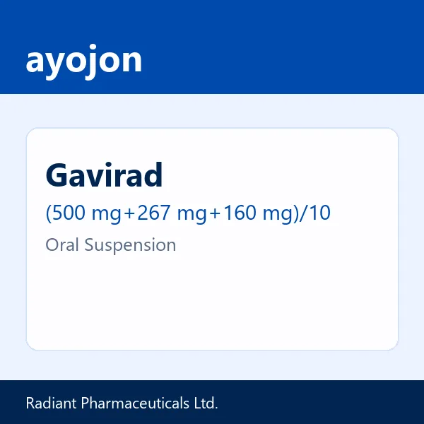 Gavirad (500 mg+267 mg+160 mg)/10 ml Oral Suspension