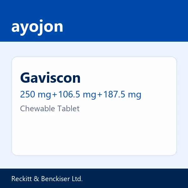 Gaviscon 250 mg+106.5 mg+187.5 mg Chewable Tablet