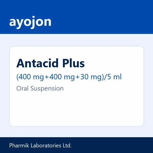 Antacid Plus (400 mg+400 mg+30 mg)/5 ml Oral Suspension